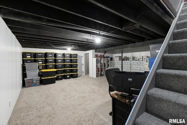 1445 Lawrence Ave, Camanche, IA 52730 - finished below grade area featuring carpet and stairs