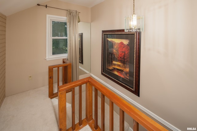 13524 US Route 67, Milan, IL 61264 - staircase featuring a chandelier and carpet flooring