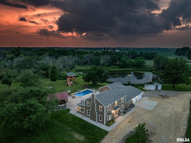 3473 270th St, De Witt, IA 52742 - aerial view at dusk of a water view