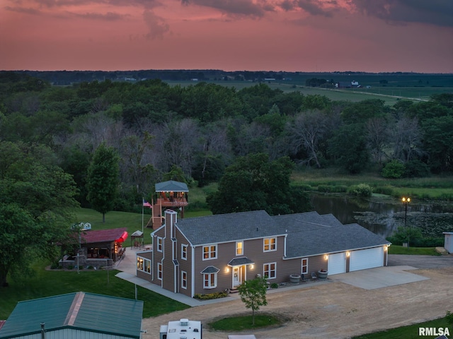3473 270th St, De Witt, IA 52742 - view from above of property with a nearby body of water