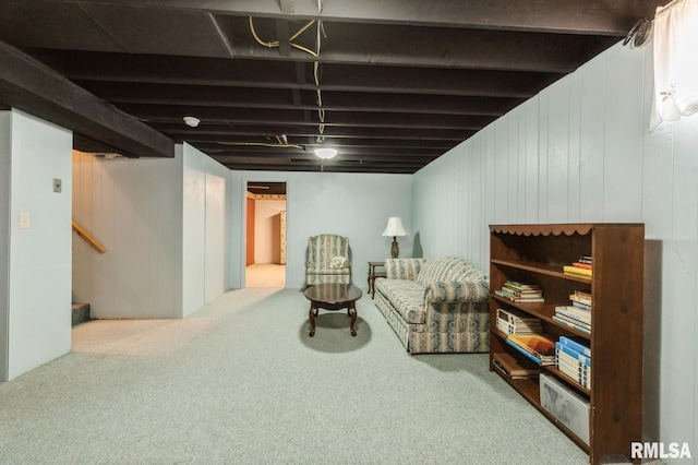 1031 15th Pl, Camanche, IA 52730 - finished basement featuring carpet and wooden walls