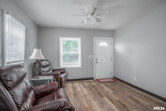 3116 Orchard Ave, Davenport, IA 52802 - living area with light wood-type flooring and ceiling fan
