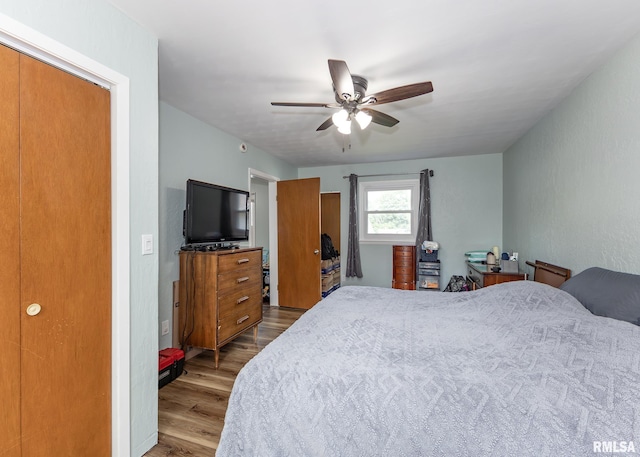3020 Cleveland St, Clinton, IA 52732 - bedroom featuring wood finished floors and ceiling fan