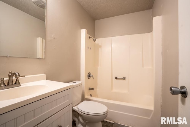 1413 Sebring Way, Carbondale, IL 62901 - bathroom with a textured ceiling, vanity, and bathtub / shower combination