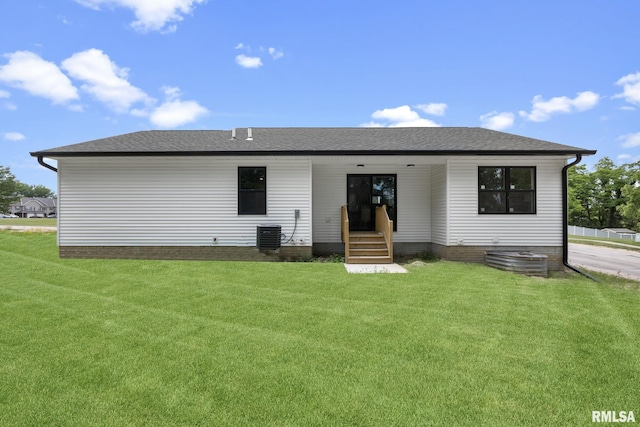 813 Williams Way, Carbon Cliff, IL 61239 - rear view of property with a yard, a shingled roof, and entry steps
