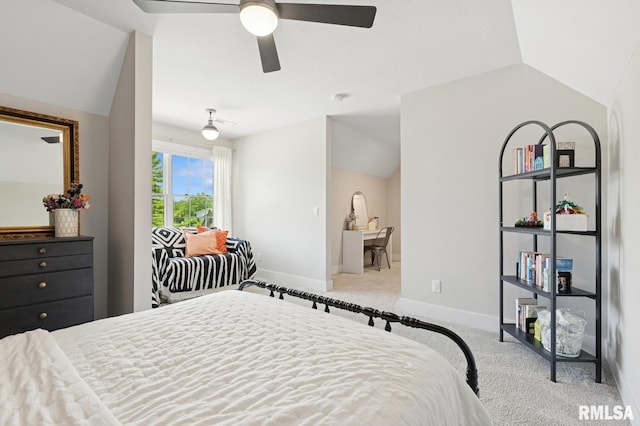6925 Grover Sta, Bettendorf, IA 52722 - carpeted bedroom featuring lofted ceiling and a ceiling fan