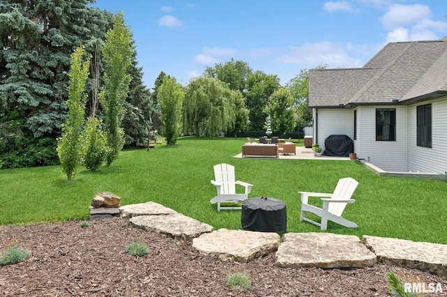 6925 Grover Sta, Bettendorf, IA 52722 - view of grassy yard with outdoor lounge area and a patio area