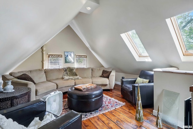 1703 20th St, Rock Island, IL 61201 - living room with a skylight, hardwood / wood-style flooring, and vaulted ceiling