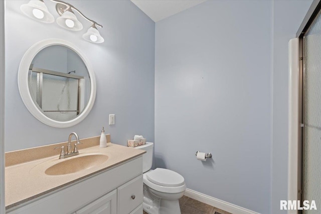 5985 Eagle Ridge Rd, Bettendorf, IA 52722 - full bathroom with vanity, tile patterned flooring, and a shower with door