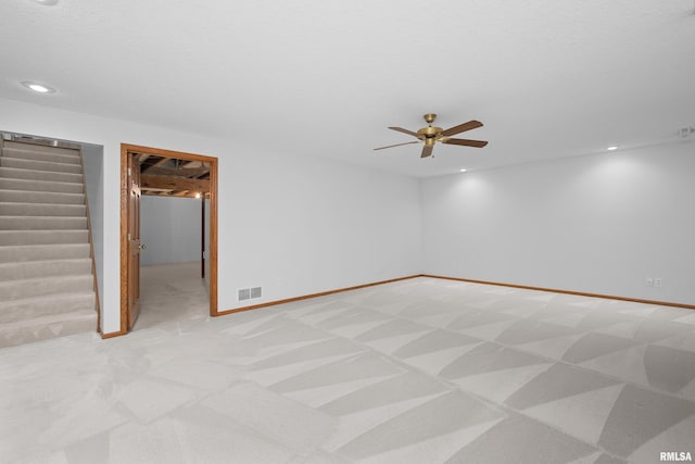 10 Briarwood Ln Unit 10, Rock Island, IL 61201 - empty room with stairs, light colored carpet, recessed lighting, and a ceiling fan