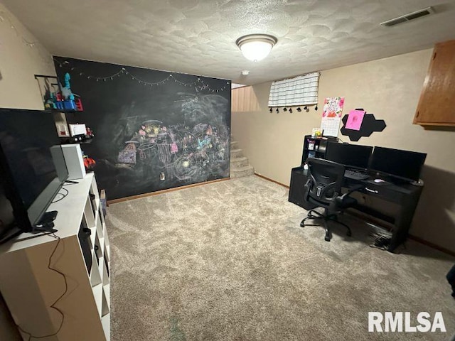 611 13th St, De Witt, IA 52742 - carpeted office space with a textured ceiling