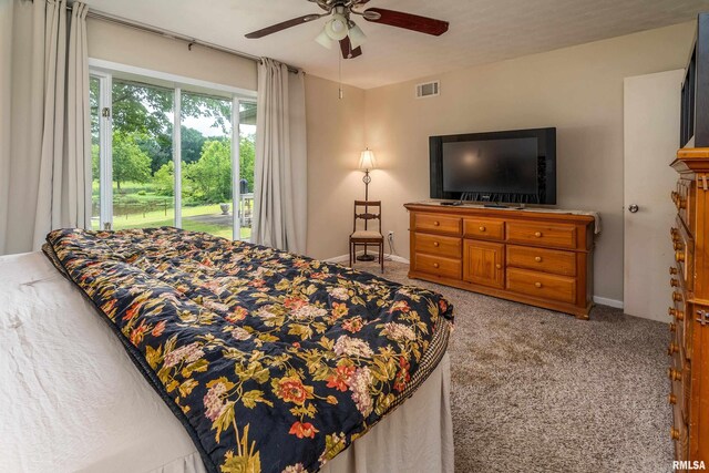 1278 Nicklaus Ln, Marion, IL 62959 - carpeted bedroom with access to outside and a ceiling fan