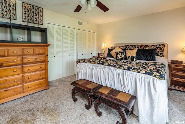1278 Nicklaus Ln, Marion, IL 62959 - carpeted bedroom featuring two closets and ceiling fan