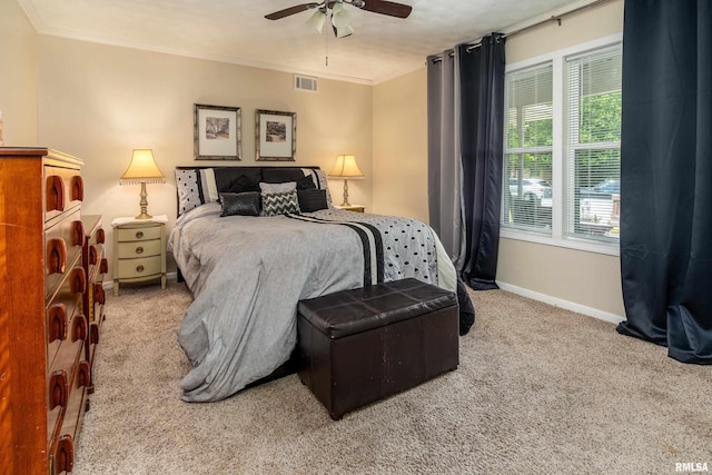1278 Nicklaus Ln, Marion, IL 62959 - carpeted bedroom featuring crown molding and a ceiling fan