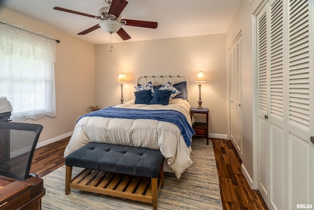 1278 Nicklaus Ln, Marion, IL 62959 - bedroom featuring wood finished floors, multiple closets, and ceiling fan