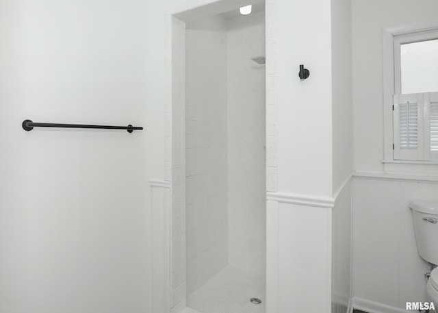 3503 36th St, Moline, IL 61265 - bathroom with wainscoting and a stall shower