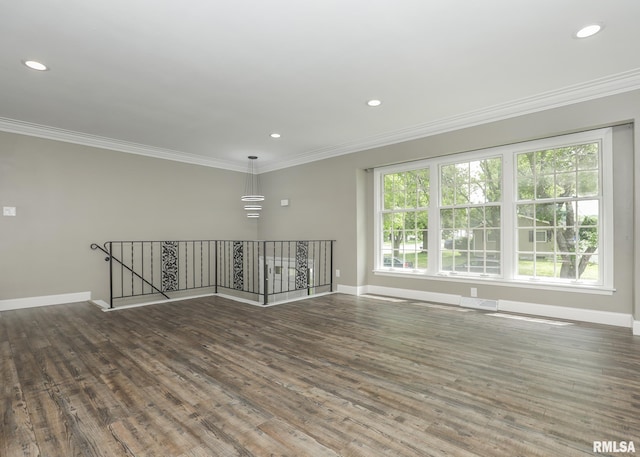 3503 36th St, Moline, IL 61265 - spare room with crown molding, wood finished floors, healthy amount of natural light, and recessed lighting