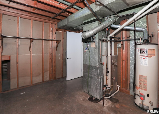3503 36th St, Moline, IL 61265 - unfinished basement with gas water heater and heating unit