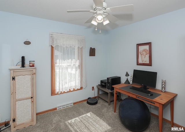 2035 N Gayman Ave, Davenport, IA 52804 - home office with ceiling fan and carpet floors