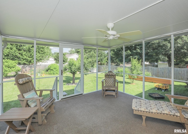 2035 N Gayman Ave, Davenport, IA 52804 - sunroom featuring ceiling fan