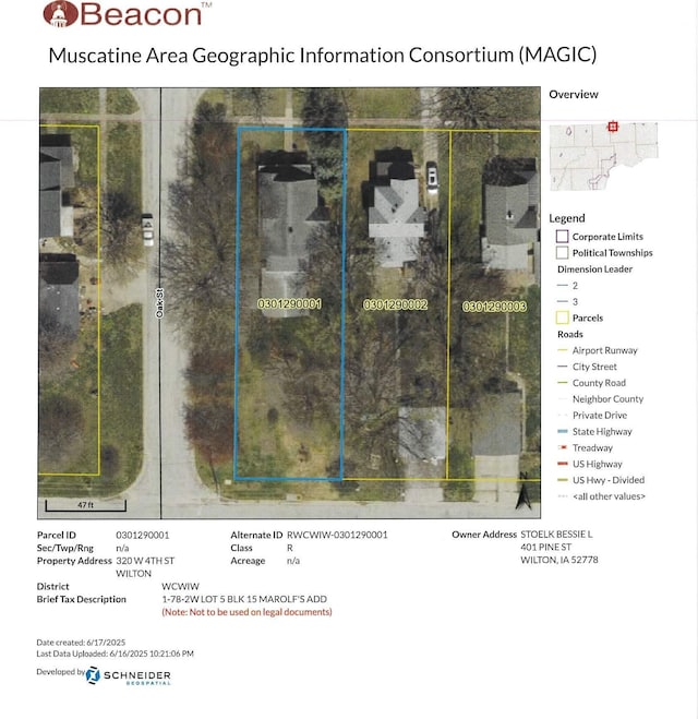 320 W 4th St, Wilton, IA 52778 - aerial view of property's location