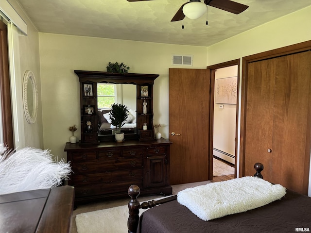 101 E 6th St, Sherrard, IL 61281 - bedroom with a baseboard radiator and ceiling fan
