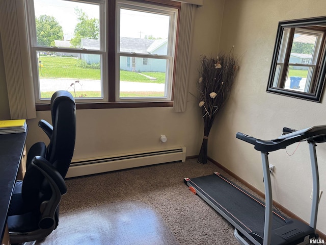 101 E 6th St, Sherrard, IL 61281 - workout area with a baseboard radiator and carpet