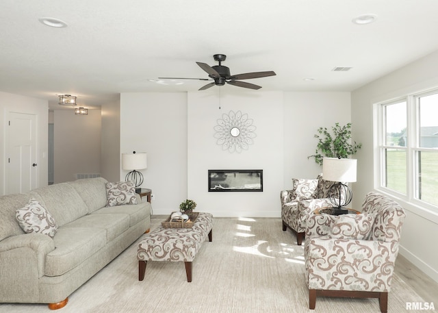 624 Rock Point Rd, Colona, IL 61241 - living room featuring ceiling fan, recessed lighting, and wood finished floors
