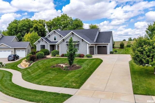 6250 Whispering Hill Ct, Bettendorf, IA 52722 - craftsman-style home featuring concrete driveway, a front lawn, and an attached garage