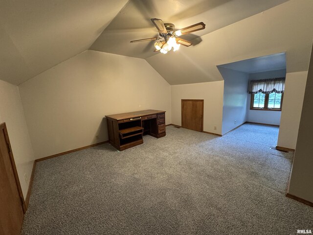 5560 Hidden Acres Ln, Carterville, IL 62918 - bonus room featuring light carpet, lofted ceiling, and a ceiling fan