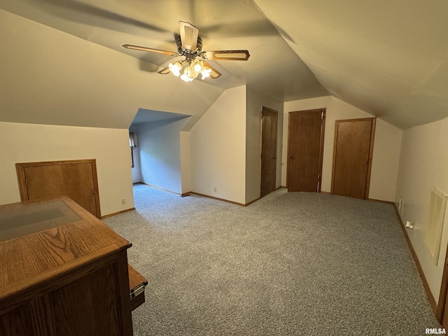 5560 Hidden Acres Ln, Carterville, IL 62918 - bonus room featuring light carpet, lofted ceiling, and a ceiling fan