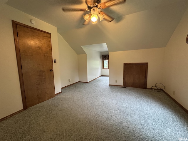 5560 Hidden Acres Ln, Carterville, IL 62918 - bonus room with ceiling fan, carpet floors, and lofted ceiling