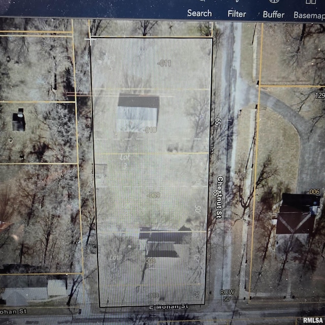 314 Chestnut St, Cambria, IL 62915 - aerial overview of property's location featuring property parcel outlined