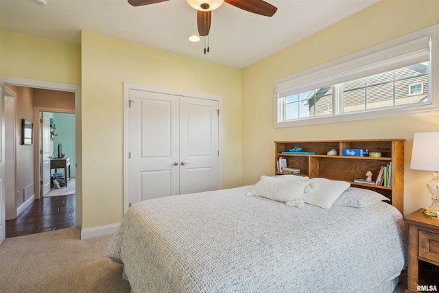 3563 Cobblestone Dr, Bettendorf, IA 52722 - carpeted bedroom featuring a closet and ceiling fan
