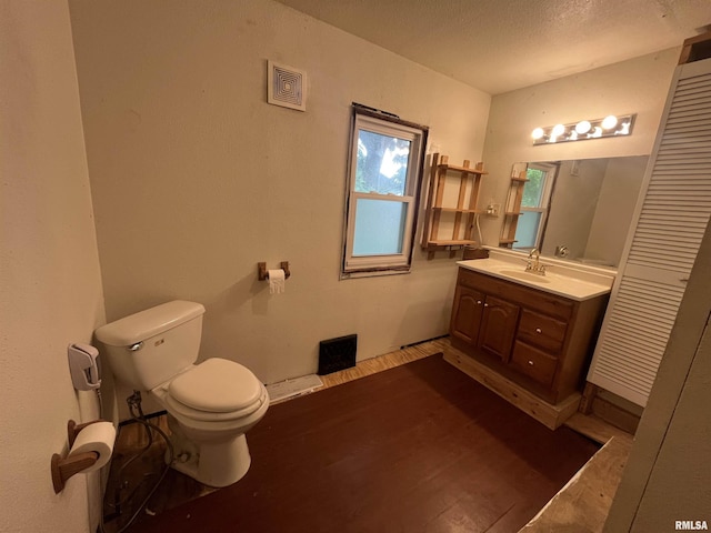 421 W 17th St, Davenport, IA 52803 - bathroom with vanity, wood finished floors, and a textured ceiling