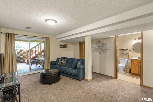 493 44th Avenue Ct, East Moline, IL 61244 - living area with light colored carpet and a textured ceiling