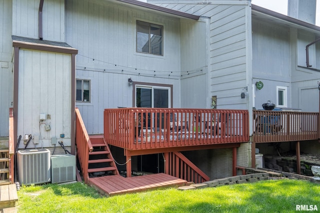 493 44th Avenue Ct, East Moline, IL 61244 - back of house with stairway and a wooden deck
