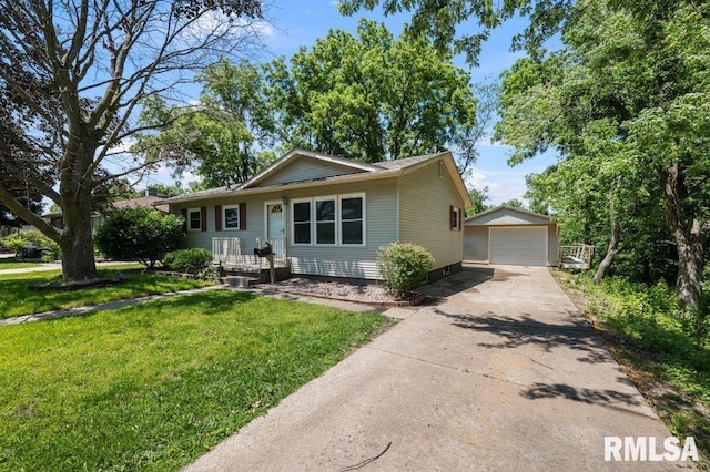 3040 Oak Street Ct, Bettendorf, IA 52722 - view of front of home featuring a garage, an outbuilding, a front yard, and concrete driveway