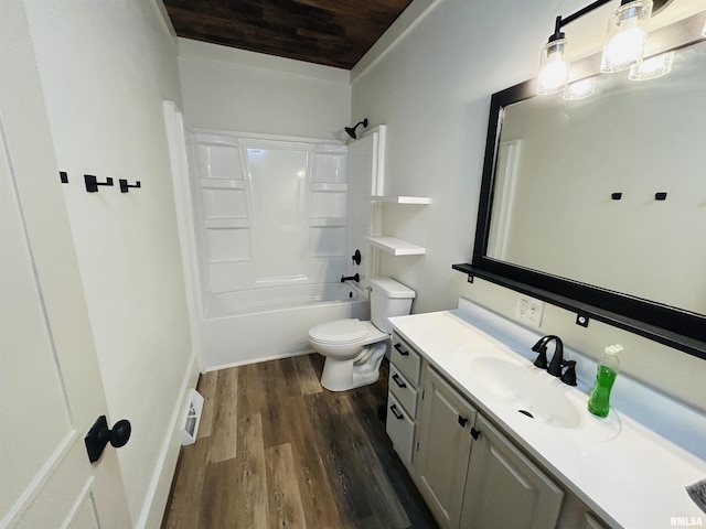 406S 3rd St, Bellevue, IA 52031 - full bathroom featuring vanity, wood finished floors,  shower combination, and wooden ceiling