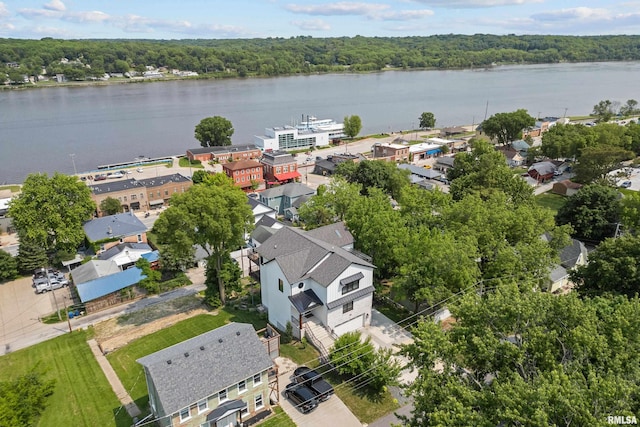 223 N 2nd St, Le Claire, IA 52753 - aerial perspective of suburban area with a large body of water