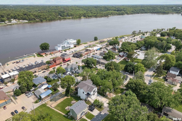 223 N 2nd St, Le Claire, IA 52753 - aerial overview of property's location with a forest and a large body of water