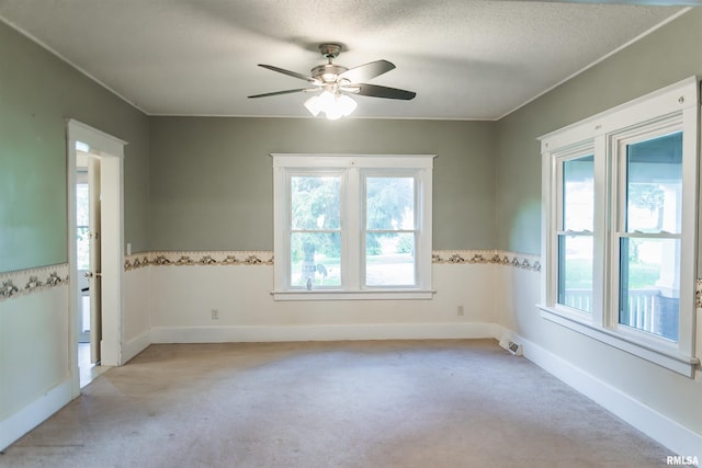 3321 State St, Quincy, IL 62301 - empty room with light carpet, healthy amount of natural light, a ceiling fan, and a textured ceiling
