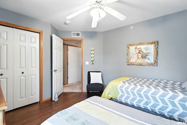 109 E Price St Unit 203, Eldridge, IA 52748 - bedroom featuring wood finished floors, a closet, and a ceiling fan