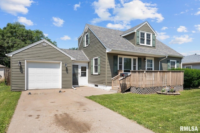 2207 4th St Unit A, East Moline, IL 61244 - new england style home with a front lawn, roof with shingles, driveway, a garage, and a porch