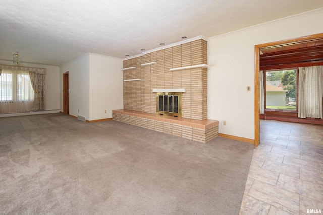 1635 Eastmere Dr, Davenport, IA 52803 - unfurnished living room with a fireplace and ornamental molding
