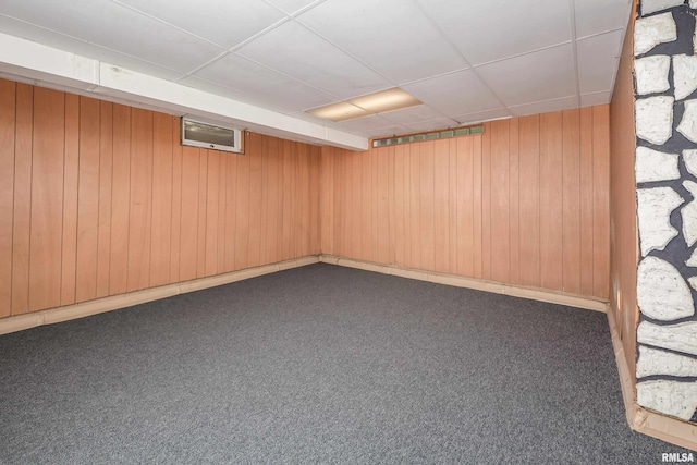 1635 Eastmere Dr, Davenport, IA 52803 - finished basement with dark colored carpet and wooden walls