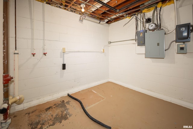 1635 Eastmere Dr, Davenport, IA 52803 - unfinished basement featuring electric panel and concrete block wall