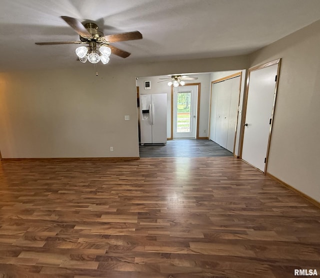 503 Lafayette St, Lafayette, IL 61449 - unfurnished room featuring dark wood-type flooring and a ceiling fan