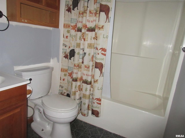 32 Crescent Lk, Alpha, IL 61413 - full bath featuring vanity, shower / bath combination with curtain, and tile patterned flooring