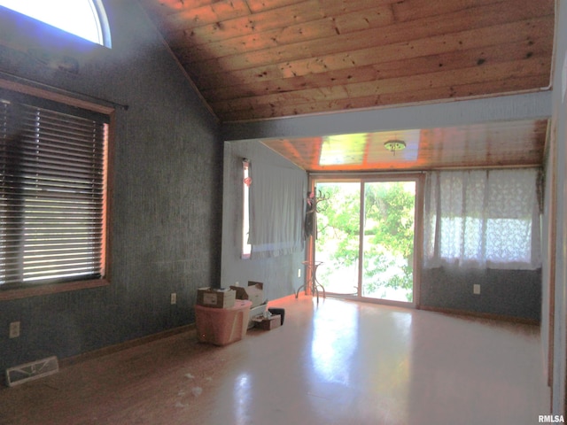32 Crescent Lk, Alpha, IL 61413 - unfurnished room featuring vaulted ceiling and wooden ceiling